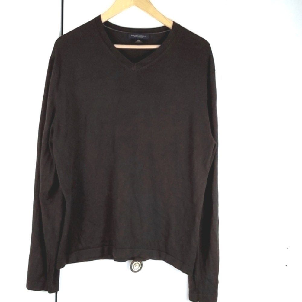 Banana Republic| Mens Black Cashmere/Silk V Neck Soft Neutral Sweater Preppy L